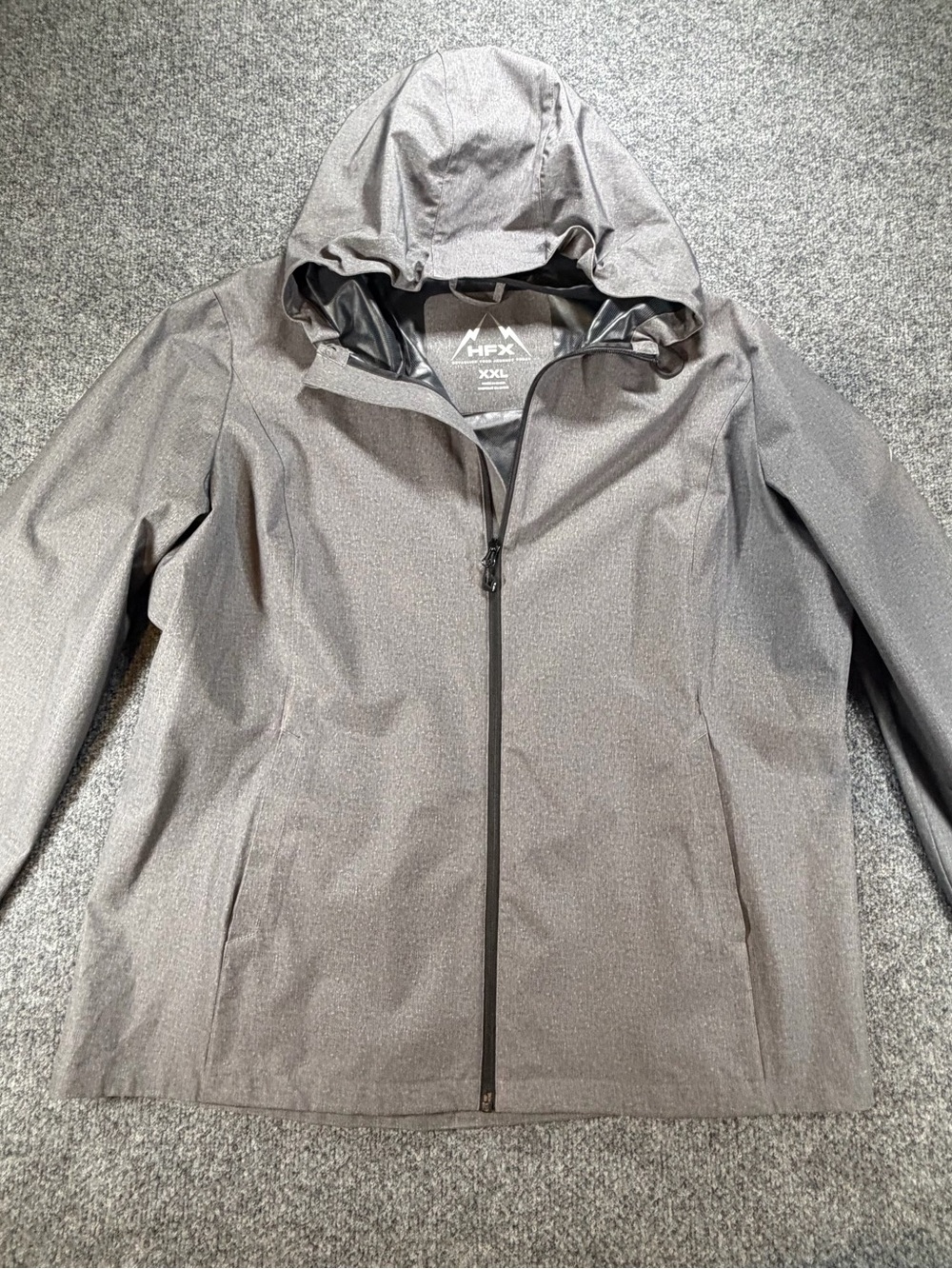 HFX Men's Hooded Rain Jacket in Gray XXL